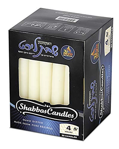 Premium Unbleached Shabbat Candles - 30 Pack, 4 Hour Burn Time by Ner Mitzvah