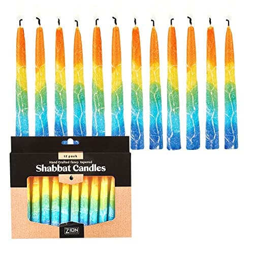 Zion Judaica Sun Burst 5.5" Unscented Taper Candles, 12 Pack for Home Décor and Holidays