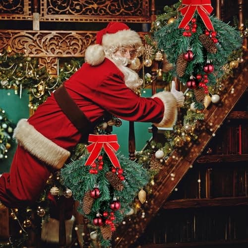 Hiboom 4 Pcs Christmas Teardrop Swag Ornament with Red Bowindoors & outdoors