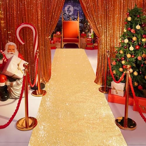 Gold Sequin Aisle Runner for Christmas Wedding Ceremony Indoor Parties