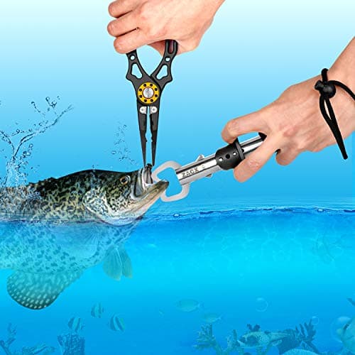 ZACX Fish Lip Gripper Pliers - Multi-Function Hook & Split Ring Tool for Fly & Ice Fishing - Gift for Men (Package B)