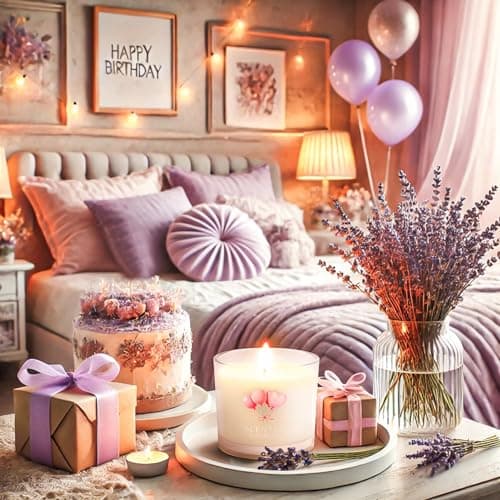 Stress Relief Scented Candle Gift Set, Pink + Purple + White