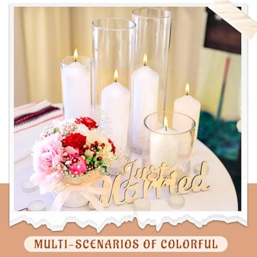 MTLEE Set of 60 White Pillar Unscented Emergency Decorative Candles for Home and Wedding