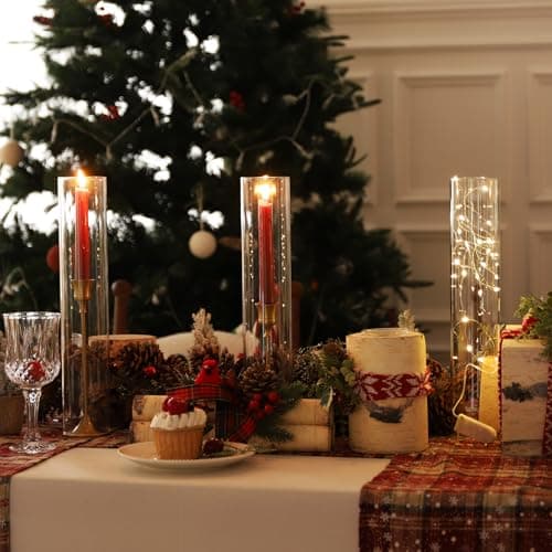 Hurricane Glass Candle Holders - 6 Pcs 2.5" W x 14" H