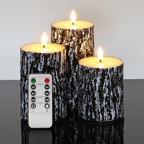 Realistic Battery-Powered White Flameless Candles with Remote, Φ 3" H 4" 5" 6"