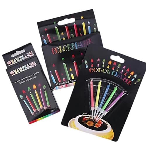 Gorgeous 12pcs Happy Birthday Candles for Cake, Colorful Flame Holders Included