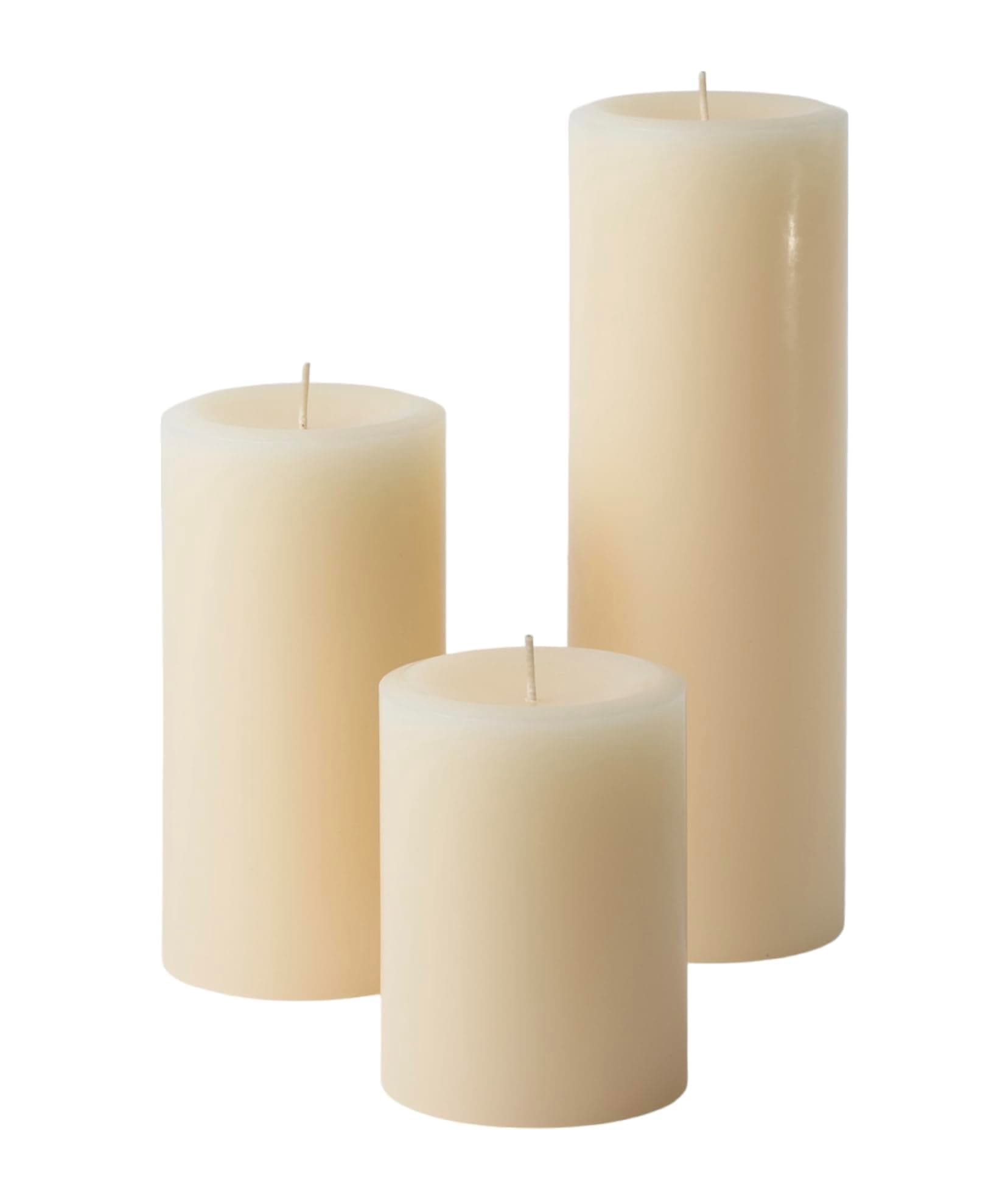 Mister Candle Dripless Assorted Pillar Candles for Wedding & Home Decor (Ivory)