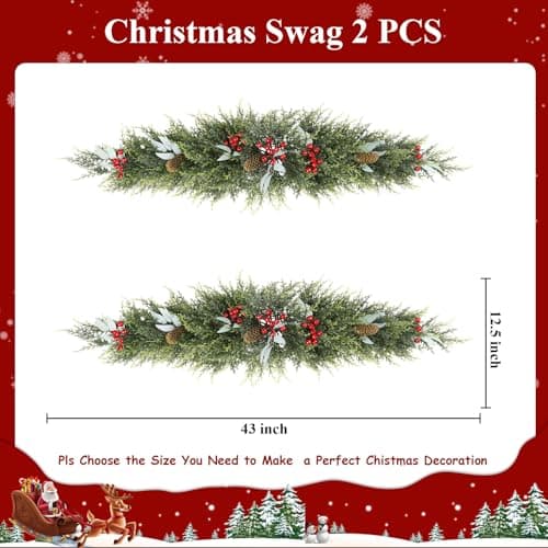 U'Artlines 43" Artificial Pine Cone & Berry Swag for Door & Home Decor