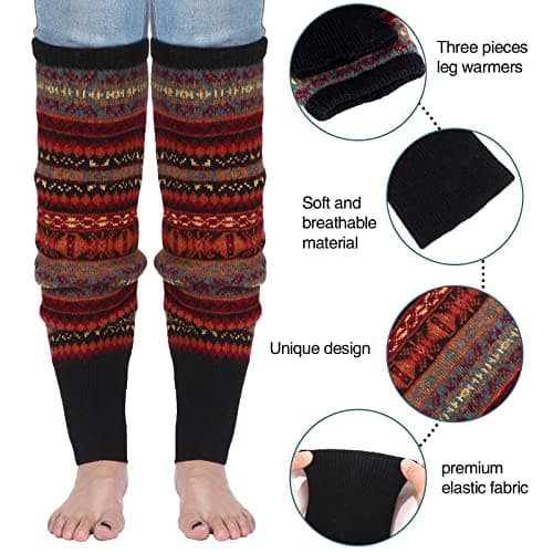 Satinior Women's Bohemian Leg Warmers Long Knit Boot Cuffs