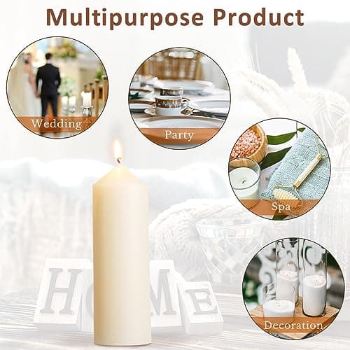 40 Pack of Ivory Pillar Dinner Candles - Unscented, Dripless, Clean Burning - 2x4 Inch