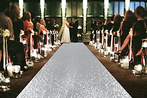 Silver Sequin Wedding Aisle Runner for Bride