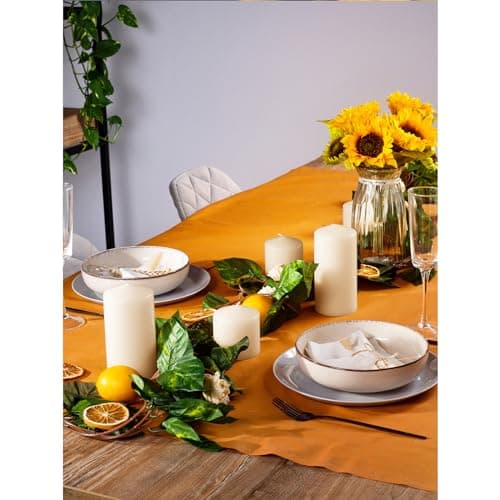 CANDWAX 3-Piece Ivory Large Pillar Candle Set - Long Burning Cylinder Candles