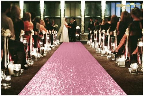 Pink Gold Sequin Aisle Runner for Wedding or Party (2ft x 15ft)