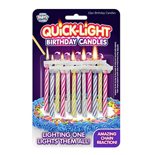 Quick Light Birthday Candles - Lighting One Lights Them All - Multi-Color 4-Pack