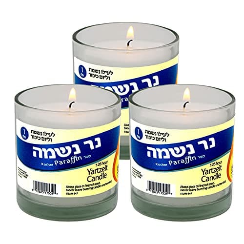 Yahrzeit Memorial Candles for Jewish Remembrance 3-Pack
