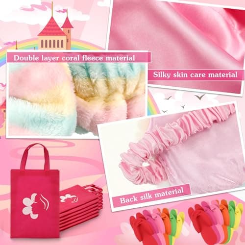 30-Piece Spa Party Supplies for Girls: Robes, Slippers, & Favors