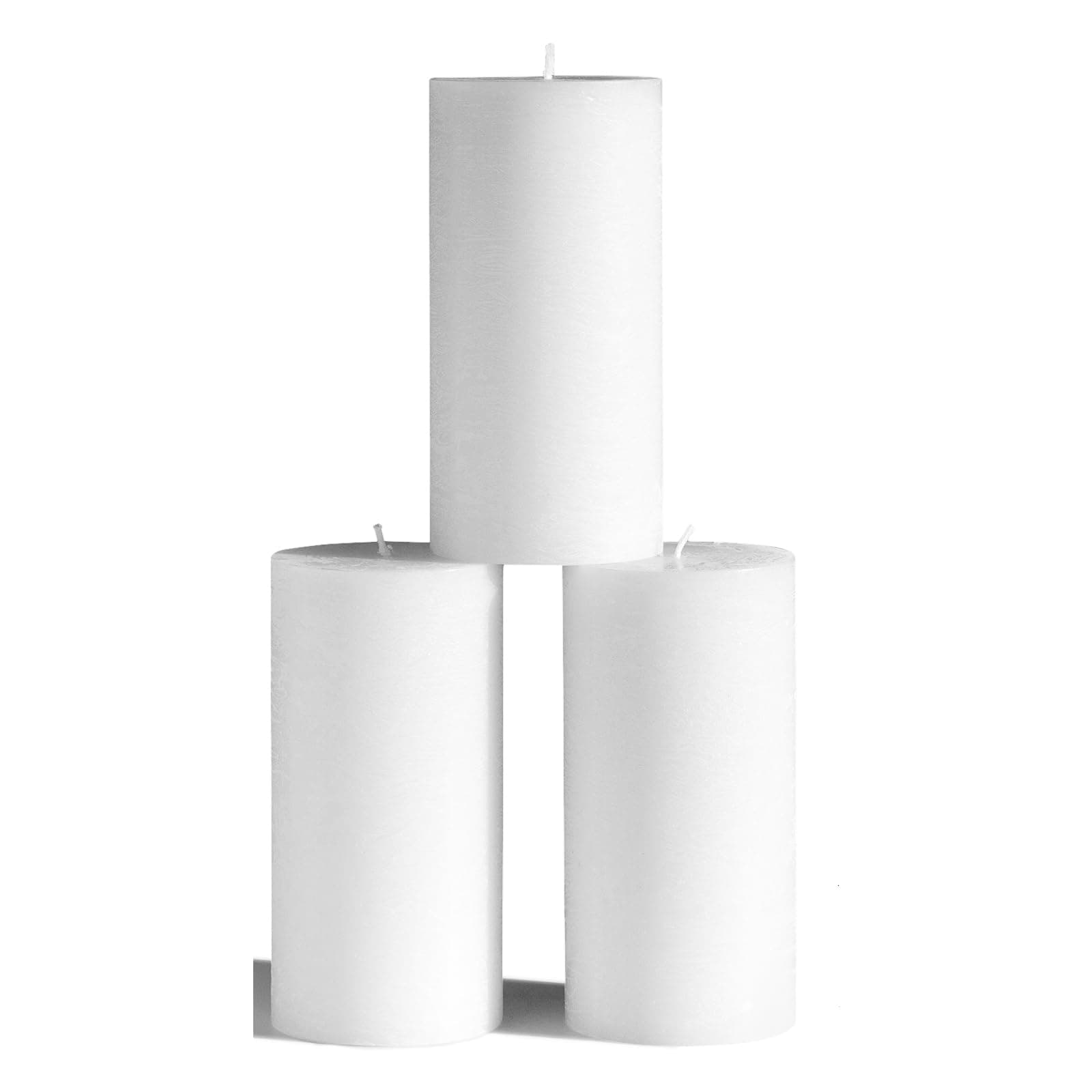 CANDWAX 3x6 Inch Set of 3 Unscented Dripless White Pillar Candles, Rustic Decor for Weddings & Home
