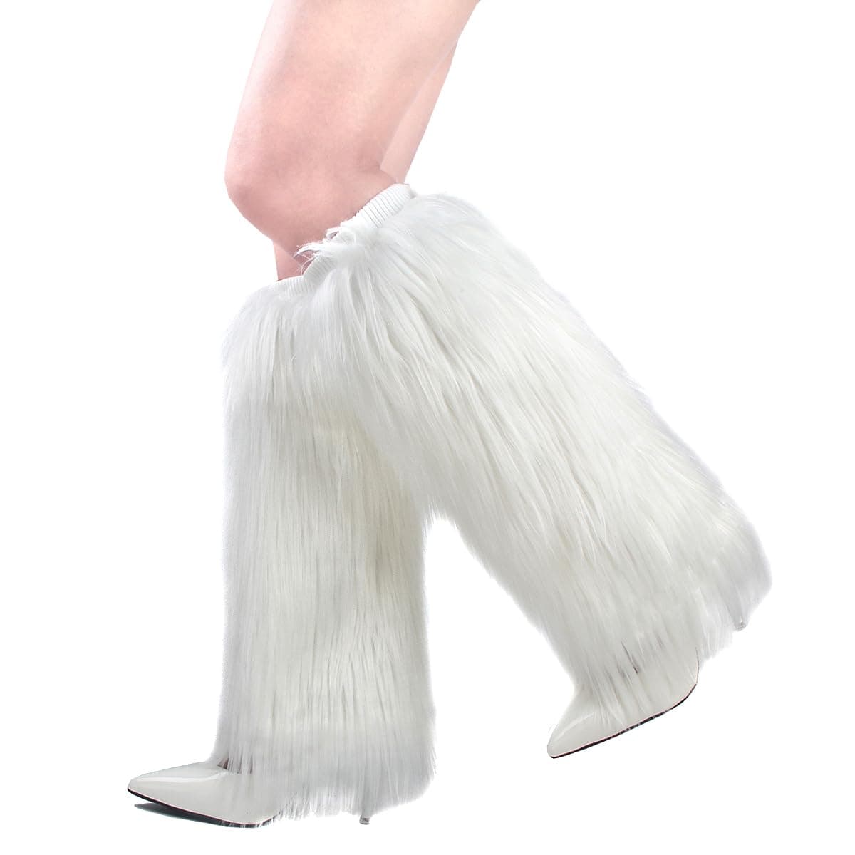 ECOSCO Soft Cozy Fuzzy Faux Fur Leg Warmers Boots Cuffs 15 Inches