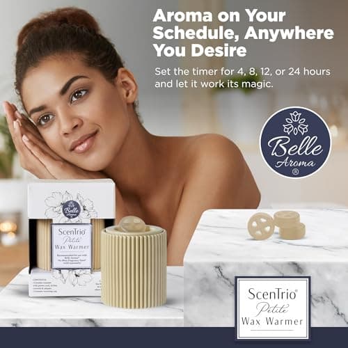ScenTrio Ceramic Wax Warmer - Personalized Timer, Temperature Control - Home, Office - Taupe