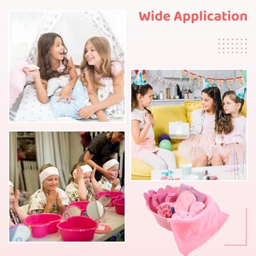 Kids Pink Foot Spa Kit with Towels & Nail Care for Girl Spa Parties