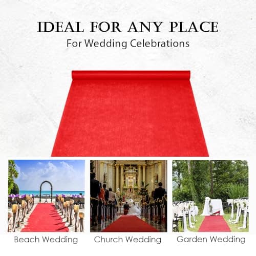 Disposable Red Carpet Runner for Events, 50 x 3 Feet