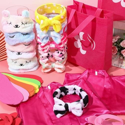 30-Piece Spa Party Supplies for Girls: Robes, Slippers, & Favors