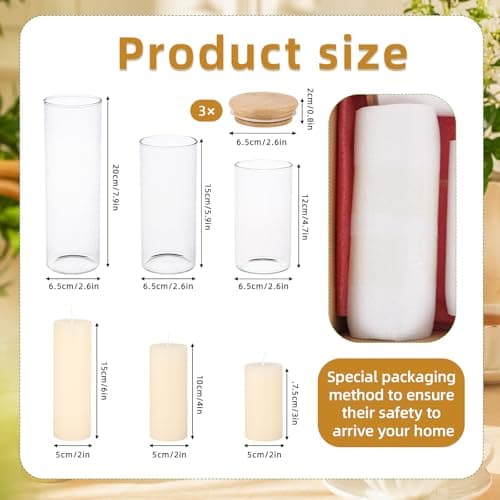 Elegant 3-Tier Ivory Pillar Candles with Bamboo Covers for Table Centerpieces