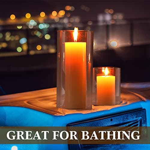 Treela Set of 8 Slim Pillar Candles and Glass Cylinder Vases for Centerpieces, Wedding, Home, Table, Party