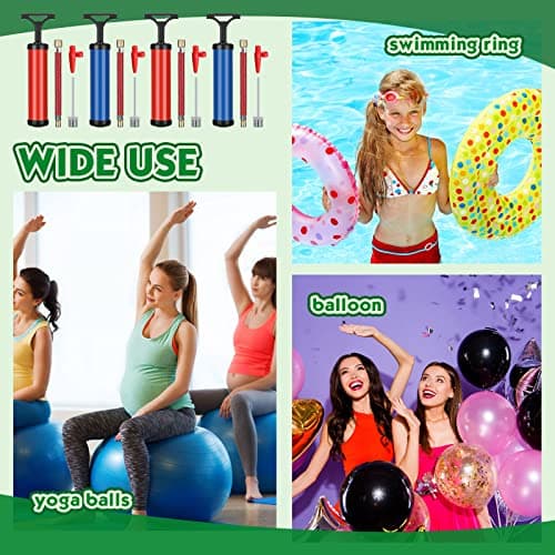 Sure, based on your original title, a refined and simplified English version could be:

Portable 8'' Air Pump for Inflatable Balls with Needles & Flexible Hose, Blue/Red