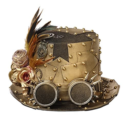 COSDREAMER Unisex Steampunk Gothic Punk Magician Hat with Feather