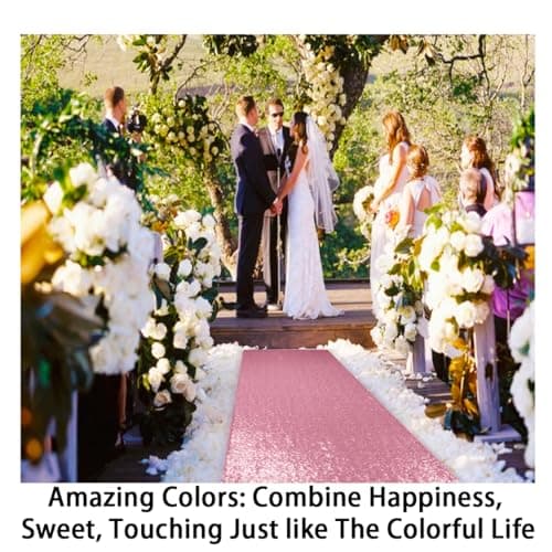 Pink Gold Sequin Aisle Runner for Wedding or Party (2ft x 15ft)