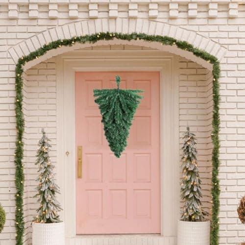 2 Pcs Artificial Christmas Teardrop Swag Garland for Door Mantle Indoor/Outdoor