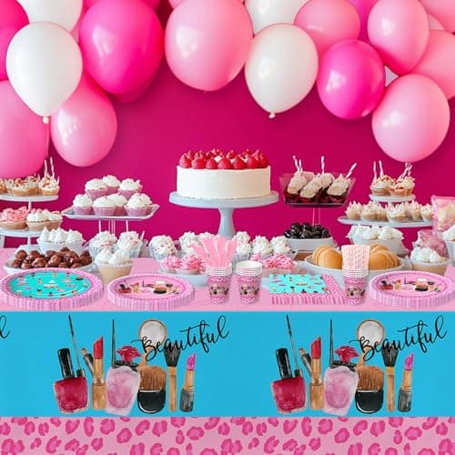Spa Day Party Supplies: Tableware, Paper Plates, Napkins, Tablecloth for 24 Guests