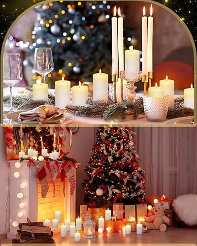 VIHOSE Realistic Flameless LED Pillar Candles with Timer & Remote, White, 3" Dia