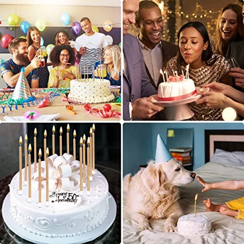 24-Piece Metallic Champagne Gold Birthday Candles for Cakes and Cupcakes