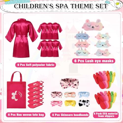 30-Piece Spa Party Supplies for Girls: Robes, Slippers, & Favors