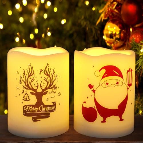 2-Pack White 3x6 LED Pillar Candles - Outdoor IP65 Waterproof Timer & Remote Operated