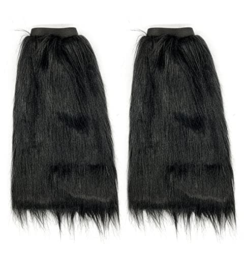 Dionysia Fuzzy Faux Fur Leg Warmers, Long Boots Cuff Cover, Elastic, 18"
