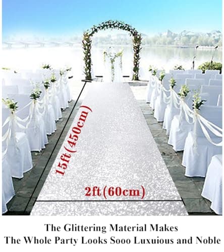 Partisout Sparkle Aisle Runner for Weddings (2ftx15ft, B Silver)