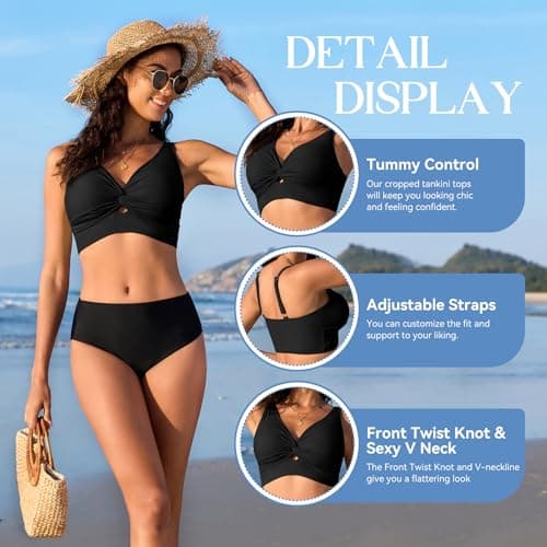Zando Women's V-Neck Criss Cross Full Coverage Bathing Suit