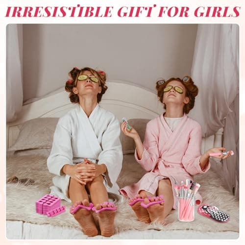 12-Piece Spa Sleepover Party Kit for Girls: Nail Clippers, Brushes, Toe Separators, Files & More for Fun Movie Night