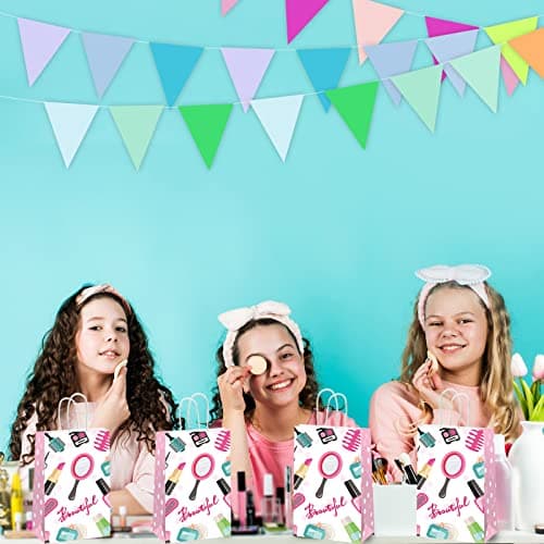 12pcs Spa Theme Gift Bags for Birthday Party Supplies Cosmetics Treats for Kids Girl