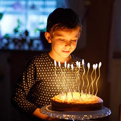 BBTO Metallic Gold Spiral Birthday Cake Candles with Holders 48 Pieces