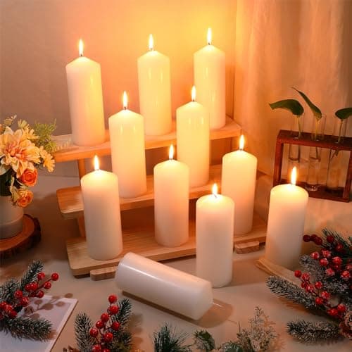 16 Pack 60 Hour Long Pillar Candles for Wedding and Events