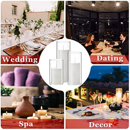 Shihanee Set of 12 Clear Glass Cylinder Candle Holders for Pillars Weddings