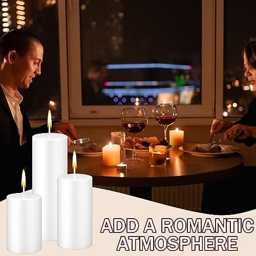 Bulk White Pillar Candles Set for Events and Home Decor