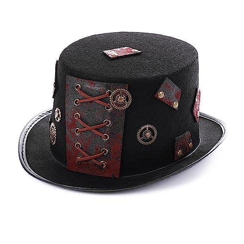 YANIYA BlackSteampunk Top Hat Gothic Hat for Halloween