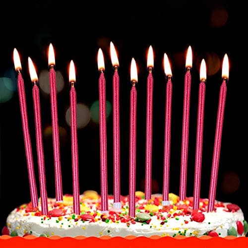 12 Tall Blue Birthday Candles for Party Decorations