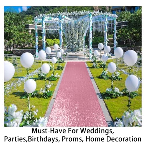 Pink Gold Sequin Aisle Runner for Wedding or Party (2ft x 15ft)