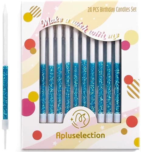 Gold Sparkle 24-Pack 5.5" Long Thin Glitter Birthday Candles